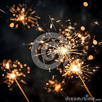 Festive sparklers alight - ai generated image Stock Photo