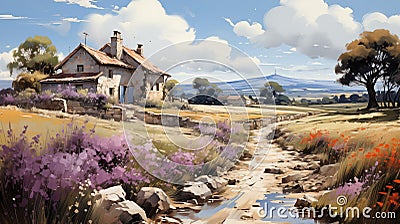 beautiful fields, Peaceful landscapes, countryside, --ar 16:9 --stylize 750 --v 5.2 , AI generate Stock Photo