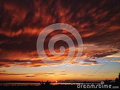 Beautiful fiery sunset Stock Photo