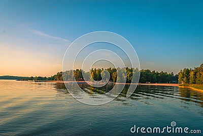 The beach on a Finnish lake in Turku Stock Photo