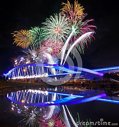 Beautiful fireworks night in Taiwan Stock Photo