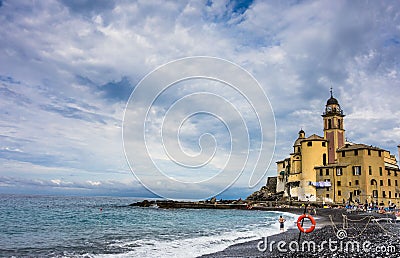 Camogli Beach Editorial Stock Photo