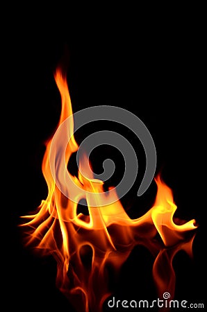 Beautiful flame reflected in the foreground Stock Photo