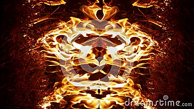 A beautiful flame shaped as imagined. like from hell, showing a dangerous and fiery fervor, black background Stock Photo