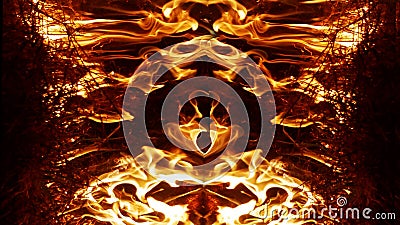 A beautiful flame shaped as imagined. like from hell, showing a dangerous and fiery fervor, black background Stock Photo