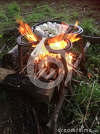 Campfire cooking sâ€™mores dip Stock Photo