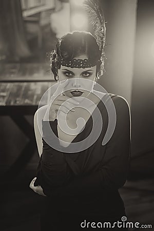 Beautiful Flapper girl Stock Photo