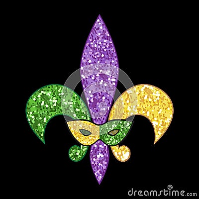 Beautiful fleur de lis with shimmer texture Vector Illustration