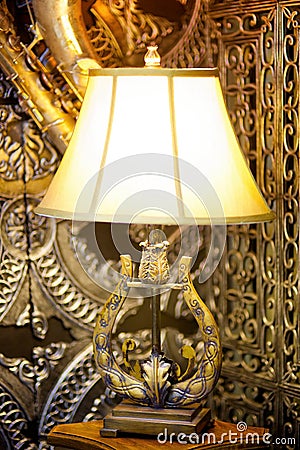 A beautiful floor lamp with a lampshade Stock Photo