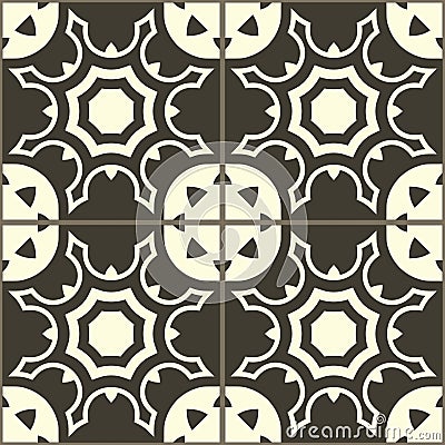 Beautiful Floor Tiles with Abstract Vintage Decorative Geometric Ornament Vector Illustration