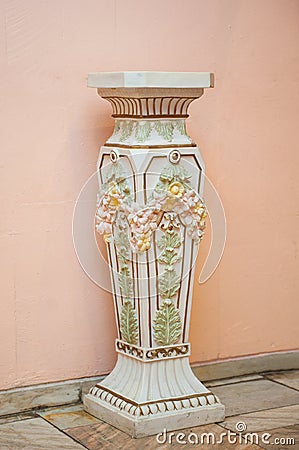 Beautiful floor vase against pink wall Stock Photo