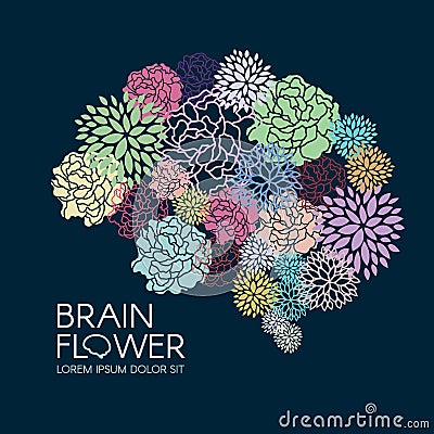 Beautiful Flora Brain flower abstract vector illustration Vector Illustration