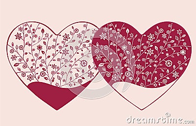 Beautiful floral ornate heart. Valentine card. Vector Illustration