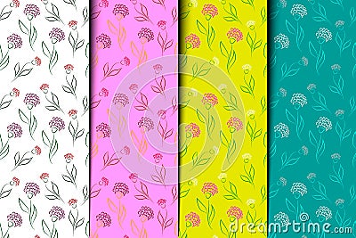 Beautiful floral seamless pattern in different colors. Bright vector pattern. Vector Illustration