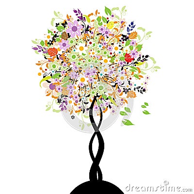 Beautiful floral tree Vector Illustration