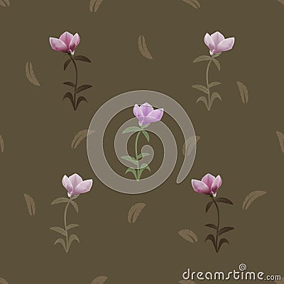 pattern brown abstraction wallpaper graphics design flowers pink flora Vector Illustration