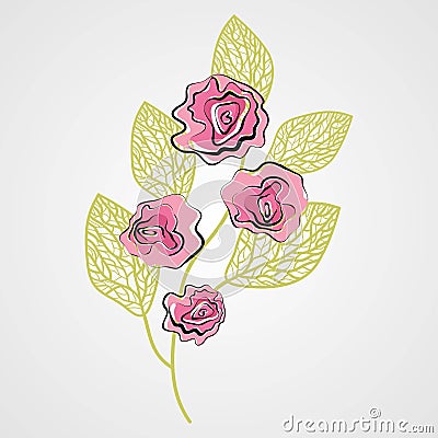 Beautiful flower with leafs isolated icon Vector Illustration