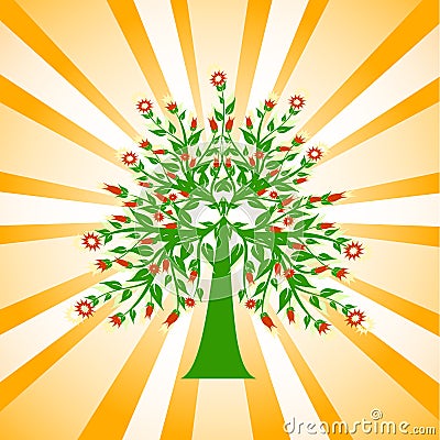 Beautiful flowered tree Vector Illustration