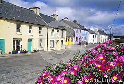 Beautiful flowers And Eyeries Village, West Cork, Ireland Stock Photo