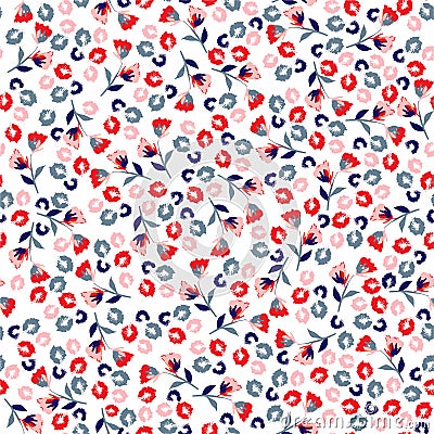 Beautiful Flowery colorful pattern in small-scale flowers. Liberty style .Floral seamless background design for fashion , fabric, Vector Illustration