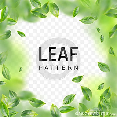 Flying Green Leaf Vortex Vector Realistic 3d Illustration Vector Illustration