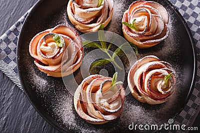 Beautiful food: Rose out of an apple horizontal top view Stock Photo