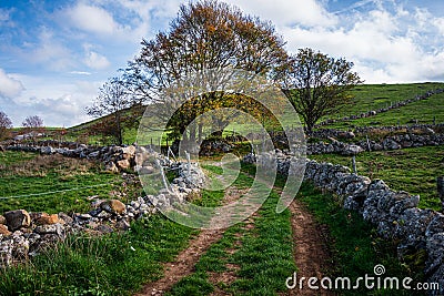 Beautiful footpath in lozere france , the saint james way or compostelle ,pilgrimage Stock Photo