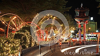 Beautiful footpath to China town Gateway Arch in Bangkok Editorial Stock Photo