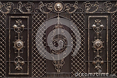 Beautiful Forged Metal Gates. Close up Stock Photo