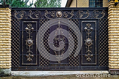 Beautiful Forged Metal Gates Stock Photo