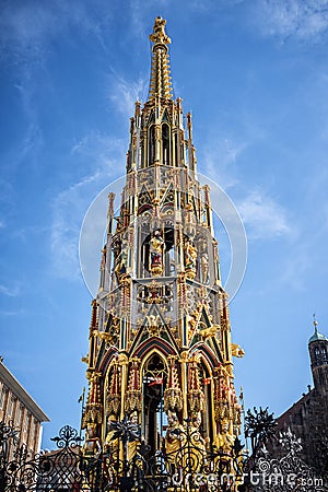 Beautiful Fountain in Nuremberg, Germany Stock Photo