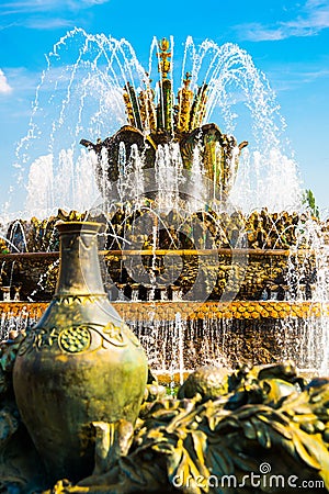 Beautiful fountain and pavilion. ENEA,VDNH,VVC. Moscow, Russia Stock Photo