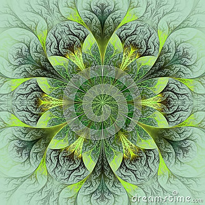 Beautiful fractal flower in brown, green and gray. Stock Photo