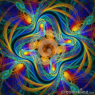 Beautiful fractal pattern in the style of knitted fabric. Computer generated graphics. Stock Photo