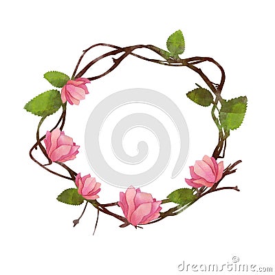 Beautiful frame with a branch and flowers Stock Photo