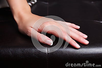 Beautiful french manicured nails Stock Photo