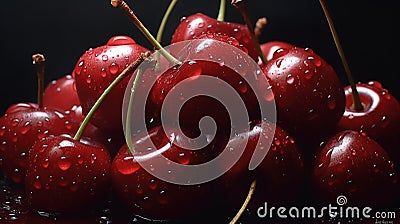 Beautiful cherries with dew droplets Stock Photo