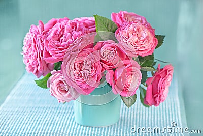 Beautiful fresh pink roses Stock Photo