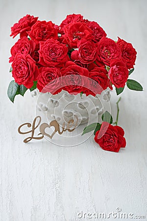 Beautiful fresh red roses flowers . Stock Photo