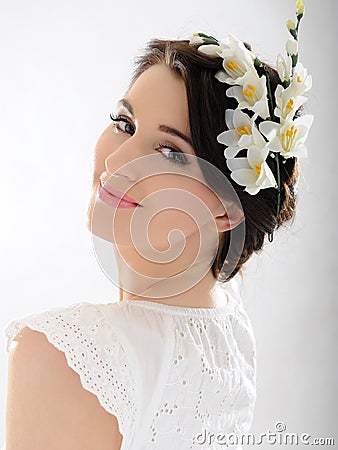 Beautiful fresh spring woman Stock Photo