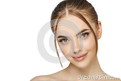 Beautiful & Fresh Young Woman Face Stock Photo