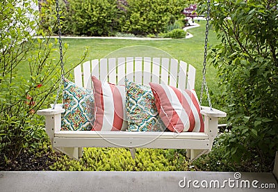 Beautiful front porch swing Stock Photo