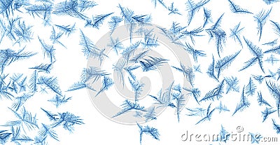 Beautiful frost patterns in the ice feather shape on frozen window as a symbol of Christmas wonder. Christmas or New year Stock Photo