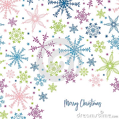 Beautiful and fun snowflake seamless pattern - hand drawn and colorful, great for invitations, banners, wallpapers - vector Vector Illustration