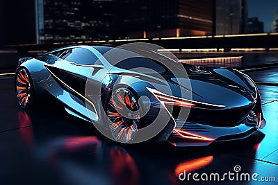 Beautiful futuristic car, AI generated Stock Photo