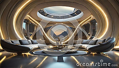 beautiful futuristic interior. AI Generated Stock Photo