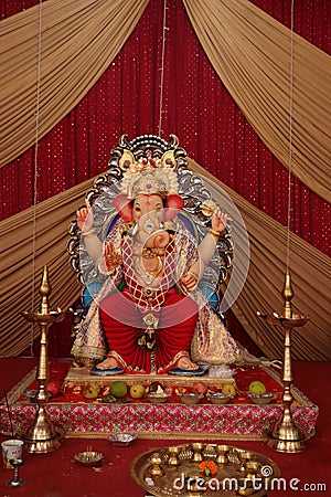 A beautiful Ganesha idol during Ganesha Festival India Stock Photo