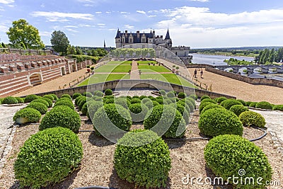 Beautiful garden and Castle Chateau d`Amboise, Loire Valley, Fra Stock Photo