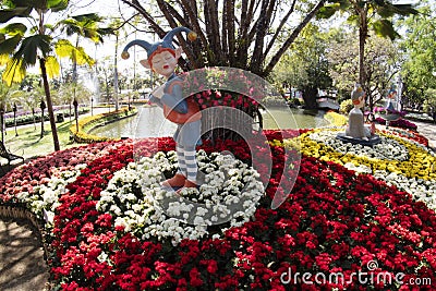 Beautiful Garden decorate at Chiang Mai Flower Festival at Suan Buak Hat in Chiang Mai. Stock Photo