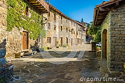 One of the beautiful streets of Rupit, in Catalonia Spain. Stock Photo